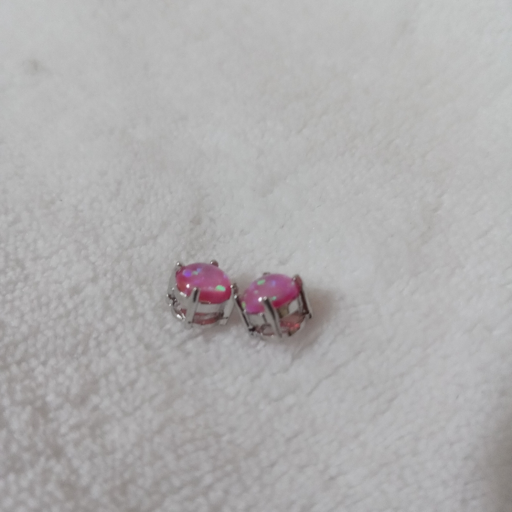 Pink opal earrings - Picture 4 of 6